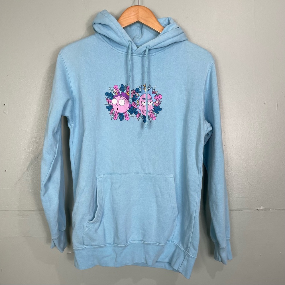 Primitive Rick and Morty Hoodie Sweater Men’s Size Small Baby Blue Adult Swim